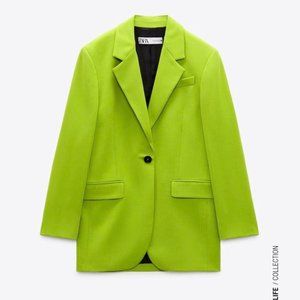 Zara oversized blazer with pockets in green - new with tags